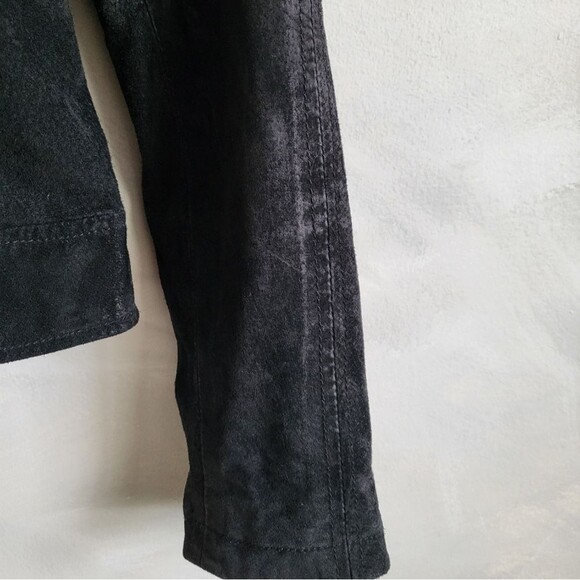 Distressed Suede Leather Black Chunky Zipper Moto Biker Jacket Sz L Blank NYC - Picture 3 of 12